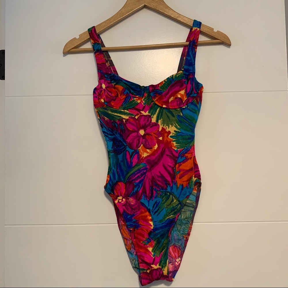 Vintage Floral One Piece Bathing Suit